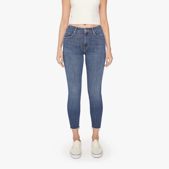 MOTHER size 26 The Looker Ankle Fray in “Girl Crush” Blue, Raw Hem, Cropped - Picture 1 of 16